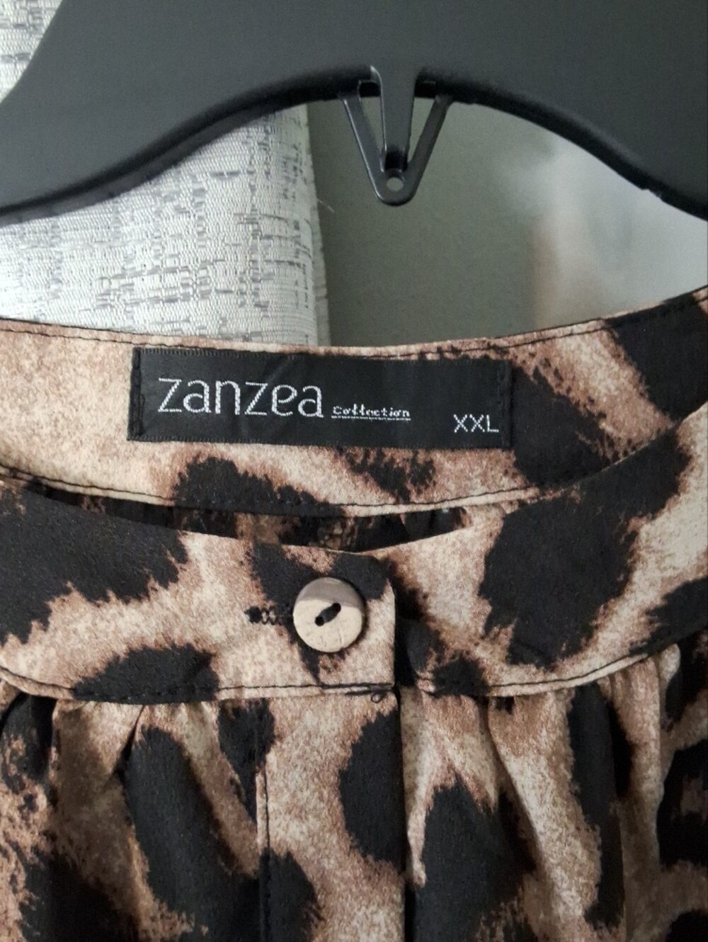 Zanzea Leopard Print Button-Front Dress - Black Tan - Picture 2 of 3
